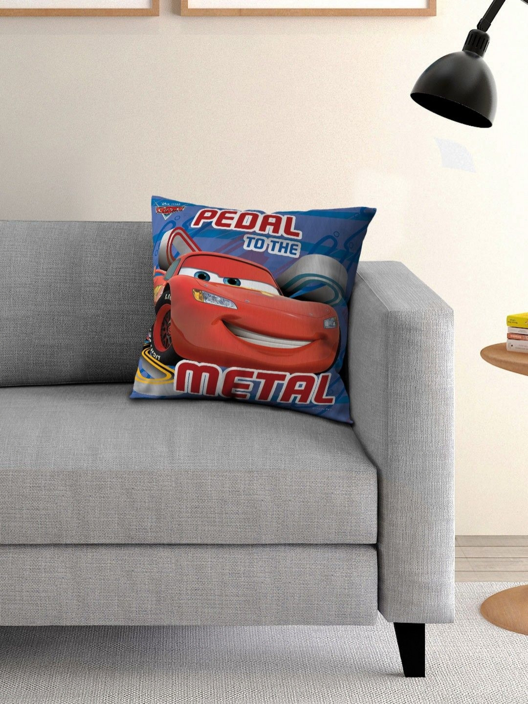 Disney Blue & Red Printed Square Shaped Pre-Filled Cushion With Cover