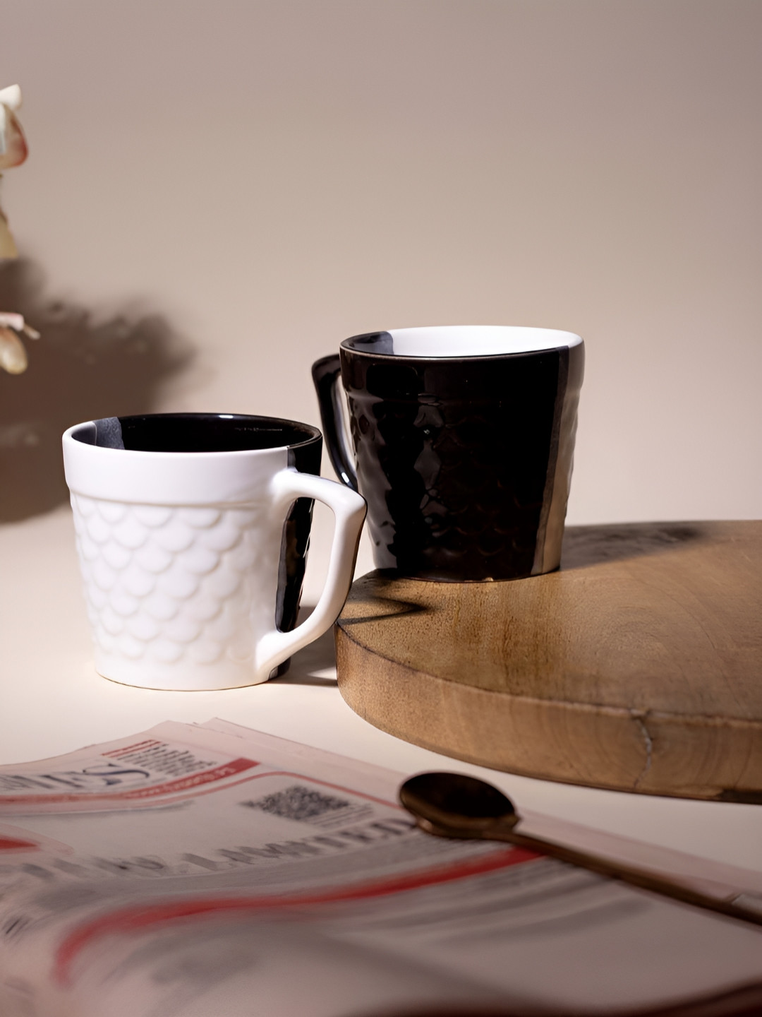 Storepedia Unicorn 3D Black Textured Ceramic Microwave Safe 2 Piece Cup-150ml