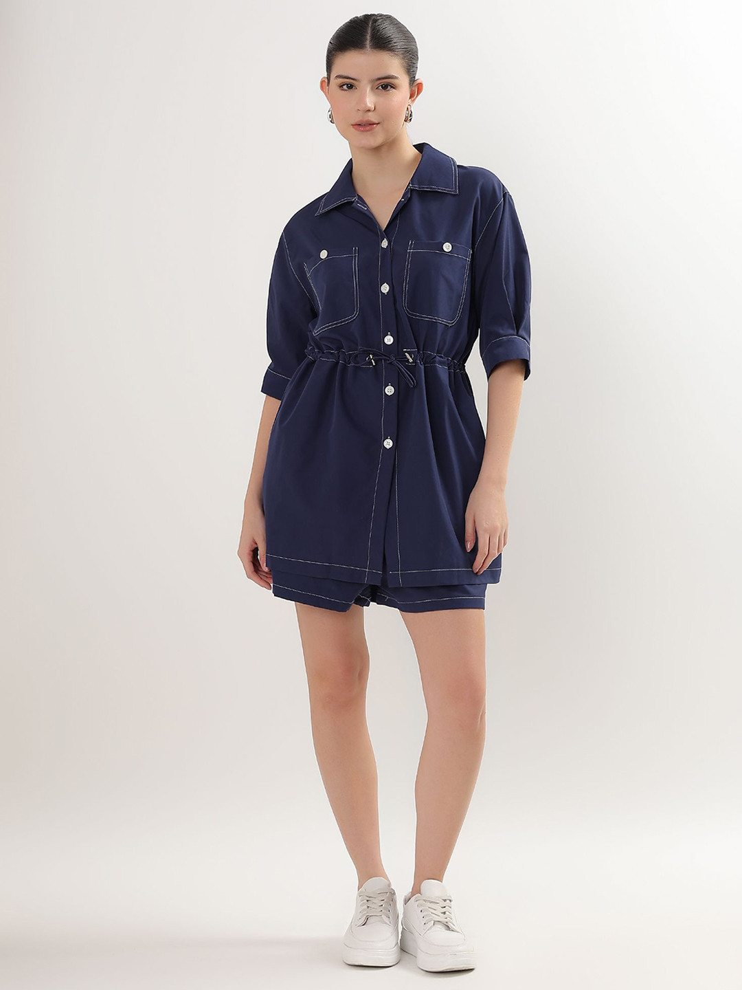 Beyond Pink V-Neck Shirt With Shorts Co-Ords