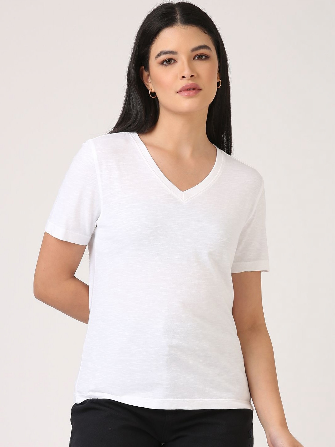 Jolene.club V-Neck Cotton Regular Fit T-shirt