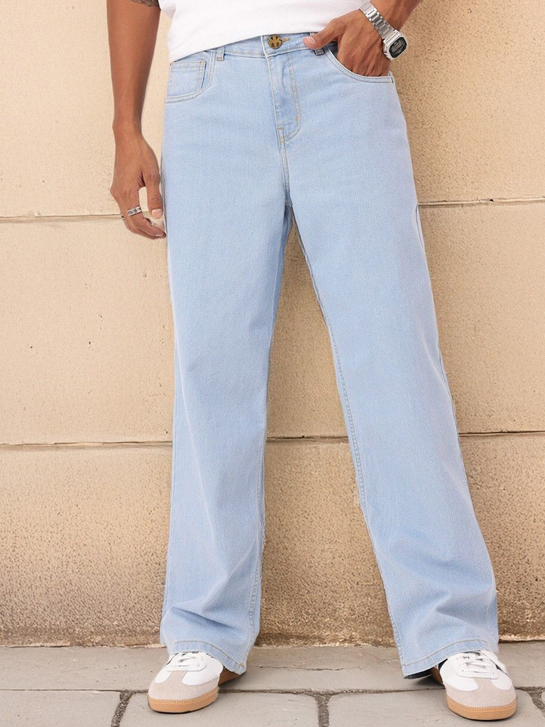 FUDE PRIDE Men Baggy Mid-Rise Clean Look Stretchable Jeans