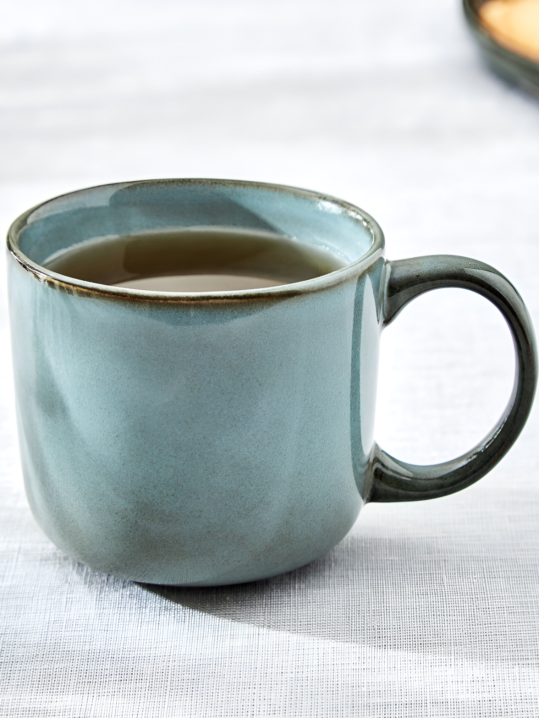 Home Centre Blue & Grey Solid Stoneware Glossy Mug
