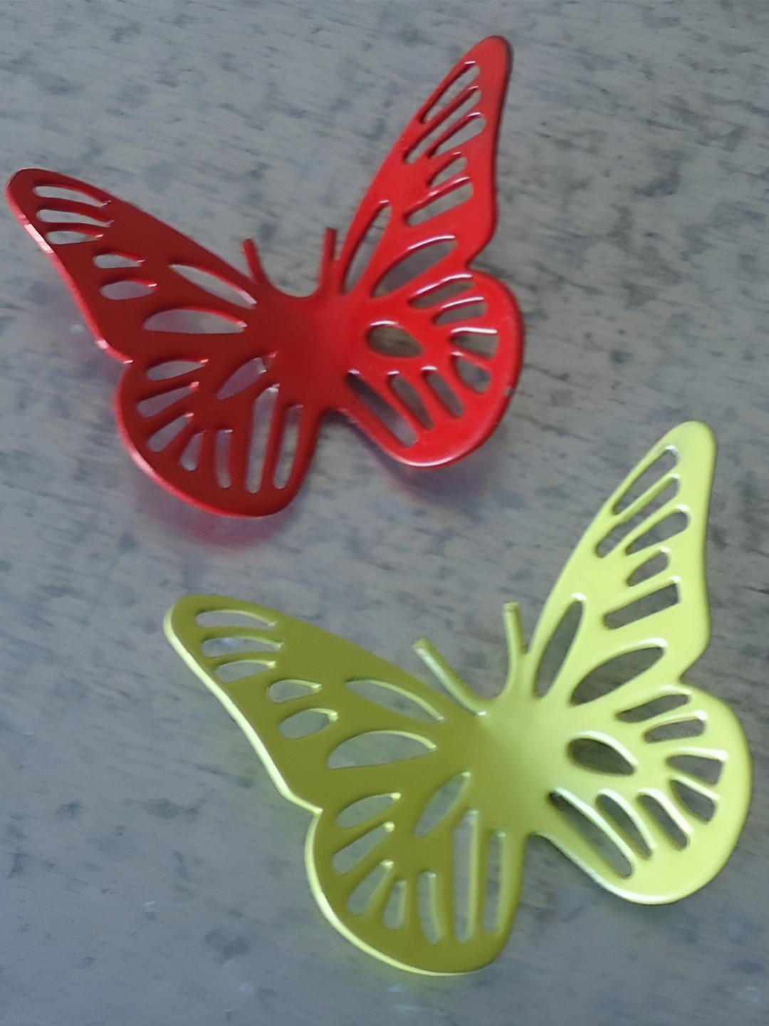 Living With Elan 2-Pcs Red & Yellow Textured Butterfly FridgeMagnets