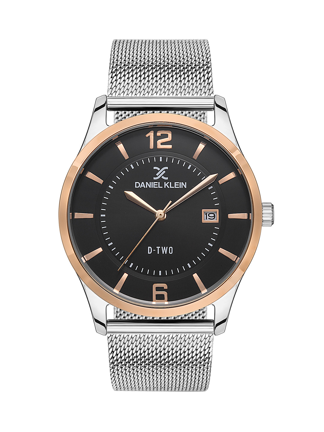 Daniel Klein D-Two Men Black Dial & Silver Toned Straps Analogue Watch DK 1 13309-5_OR