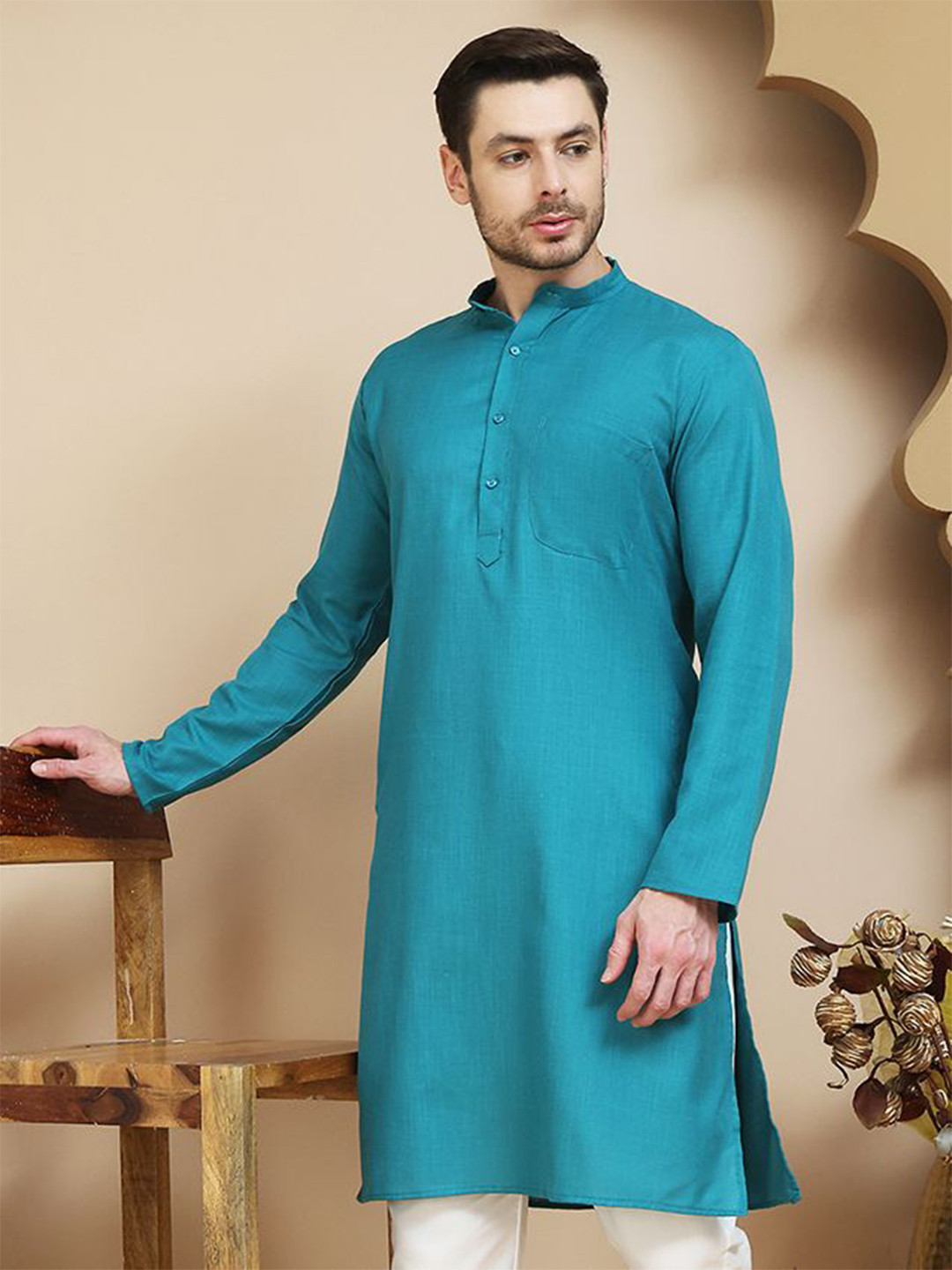 Anouk Mirage Mandarin Collar Cotton Straight Kurta