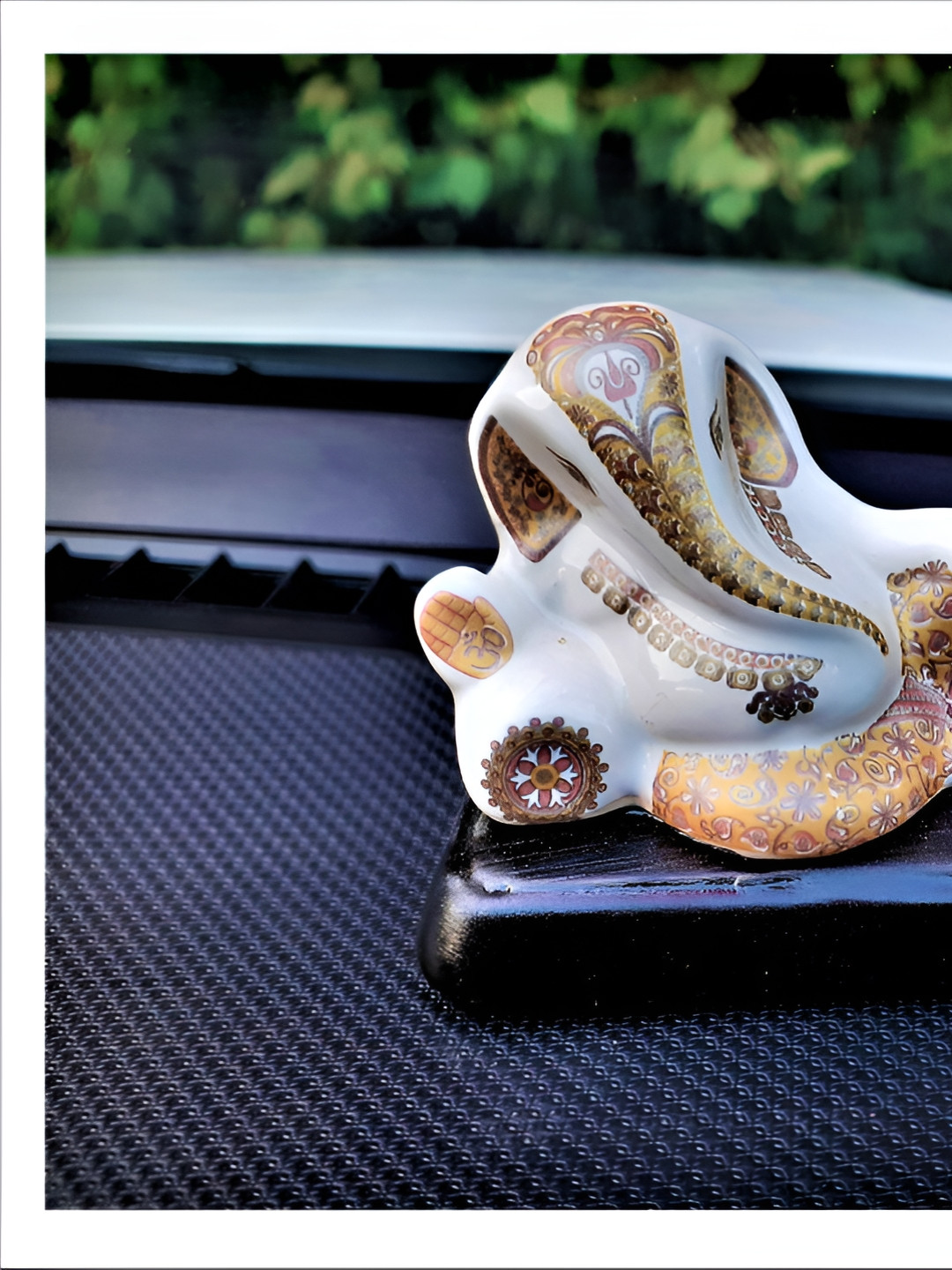 Afterstitch Lord Raja Ganesha Multicoloured Polyresin Matte Prayer Room Small Showpiece -