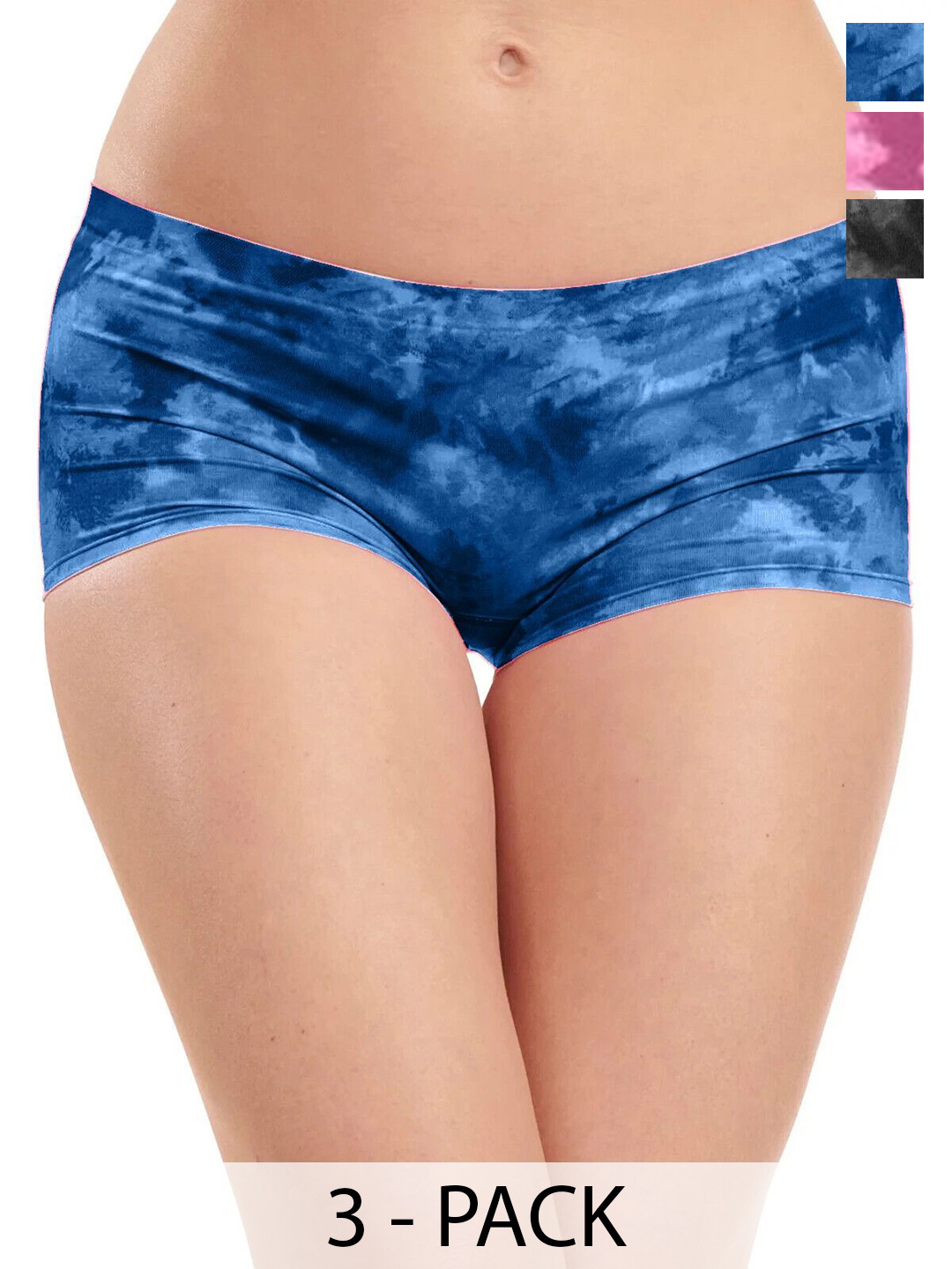 BODYMIST Pack Of 3 Printed Combed Cotton Antibacterial Boyshort Briefs TINY-85 @3 S