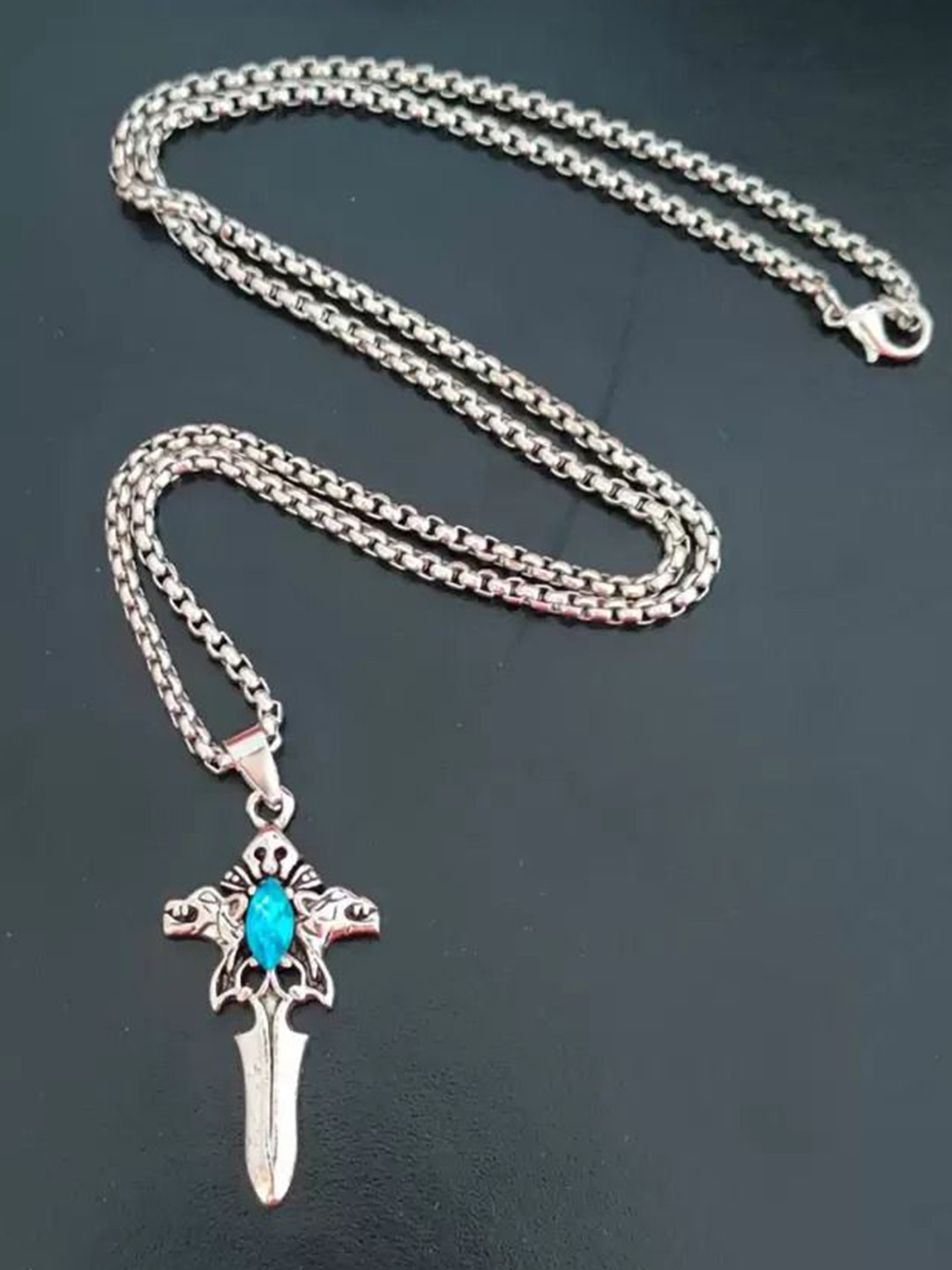 AGARWALPRODUCT Men Stainless Steel Villan Talwar Pendant With Chain