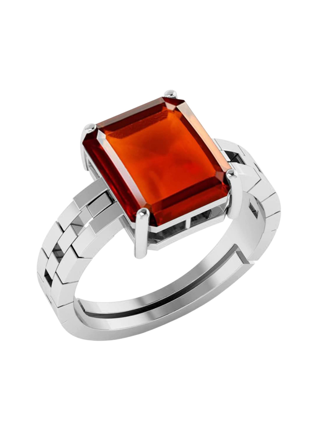 RRVGEM 10.00 KT 10.30 KT Gomed Stone Astrological Silver Plated Ring Adjustable Gomed