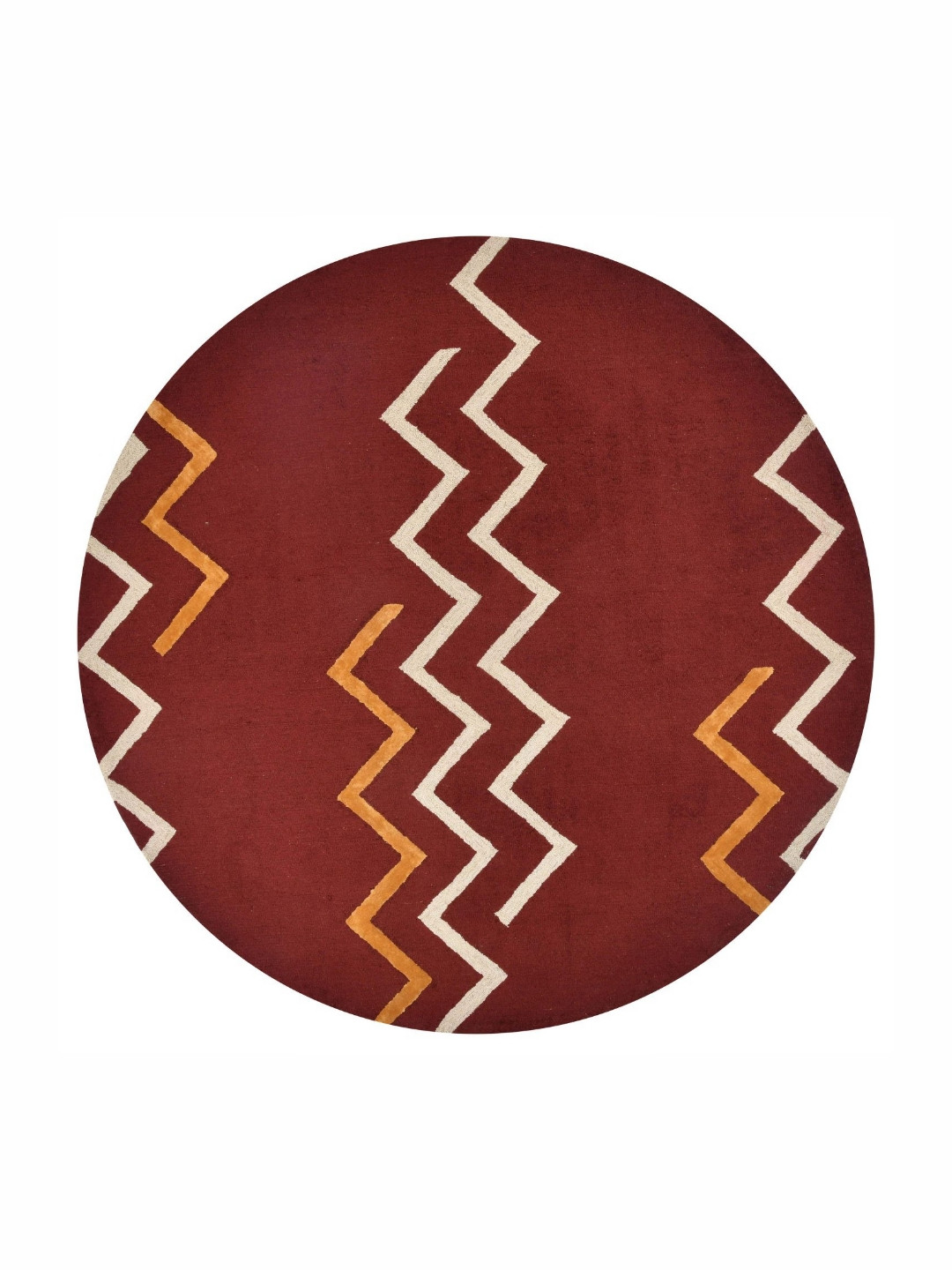 saraswatii global Red & Cream-Colored Geometric Anti-Skid Woollen Carpet