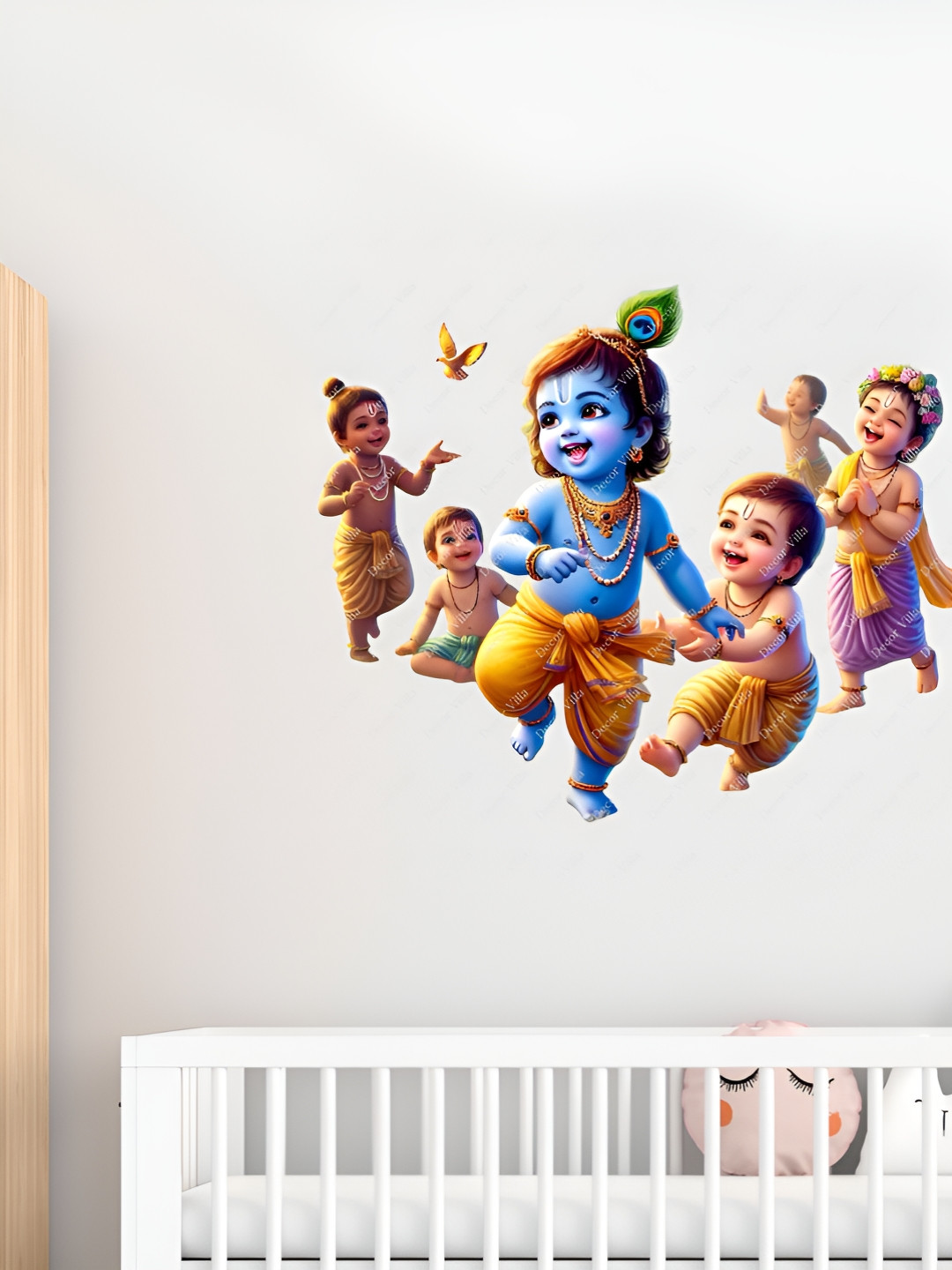 Decor Villa Multicolor Baby Kanha With Friends Wall Sticker