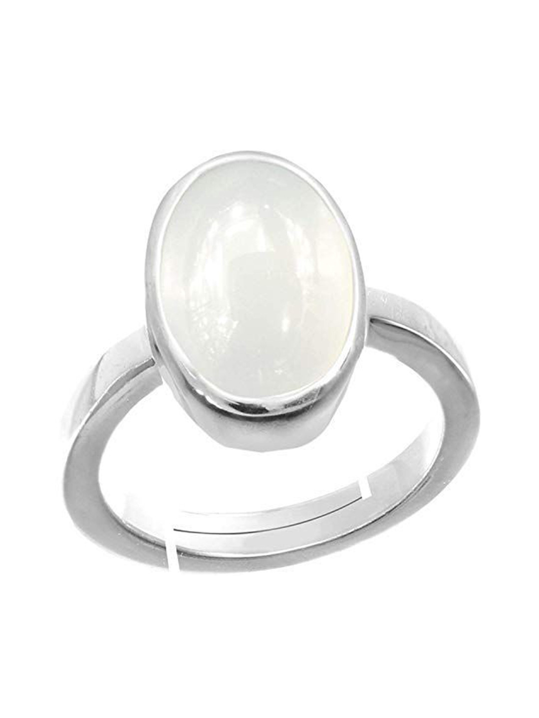 RRVGEM 6.25 Ratti 5.00 KT Rainbow Moon Stone Unheated Untreated Silver Plated Ring