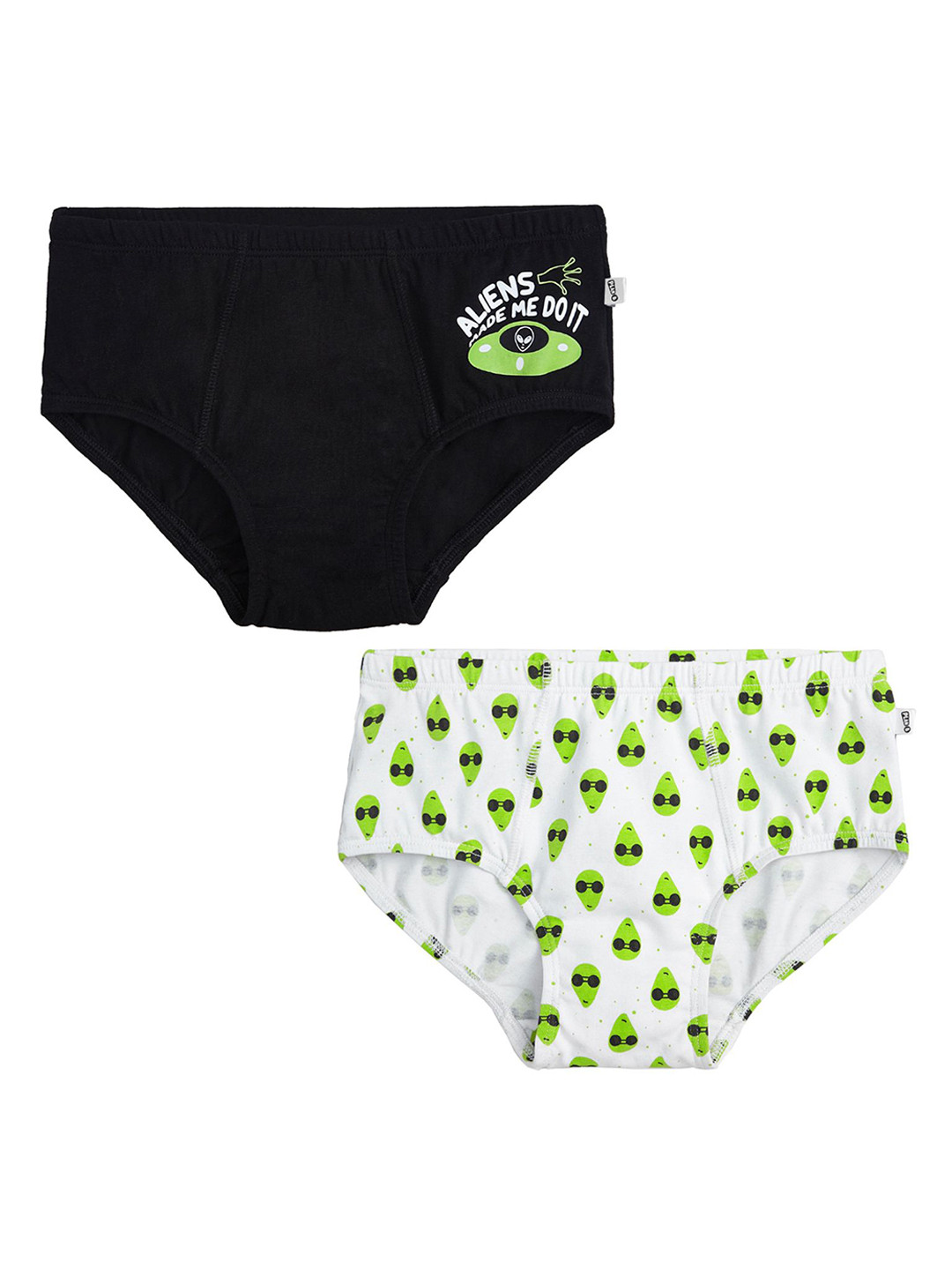 You Got Plan B Boys Pack Of 2 Printed Pure  Cotton Basic Briefs UBL-Alien-1-2