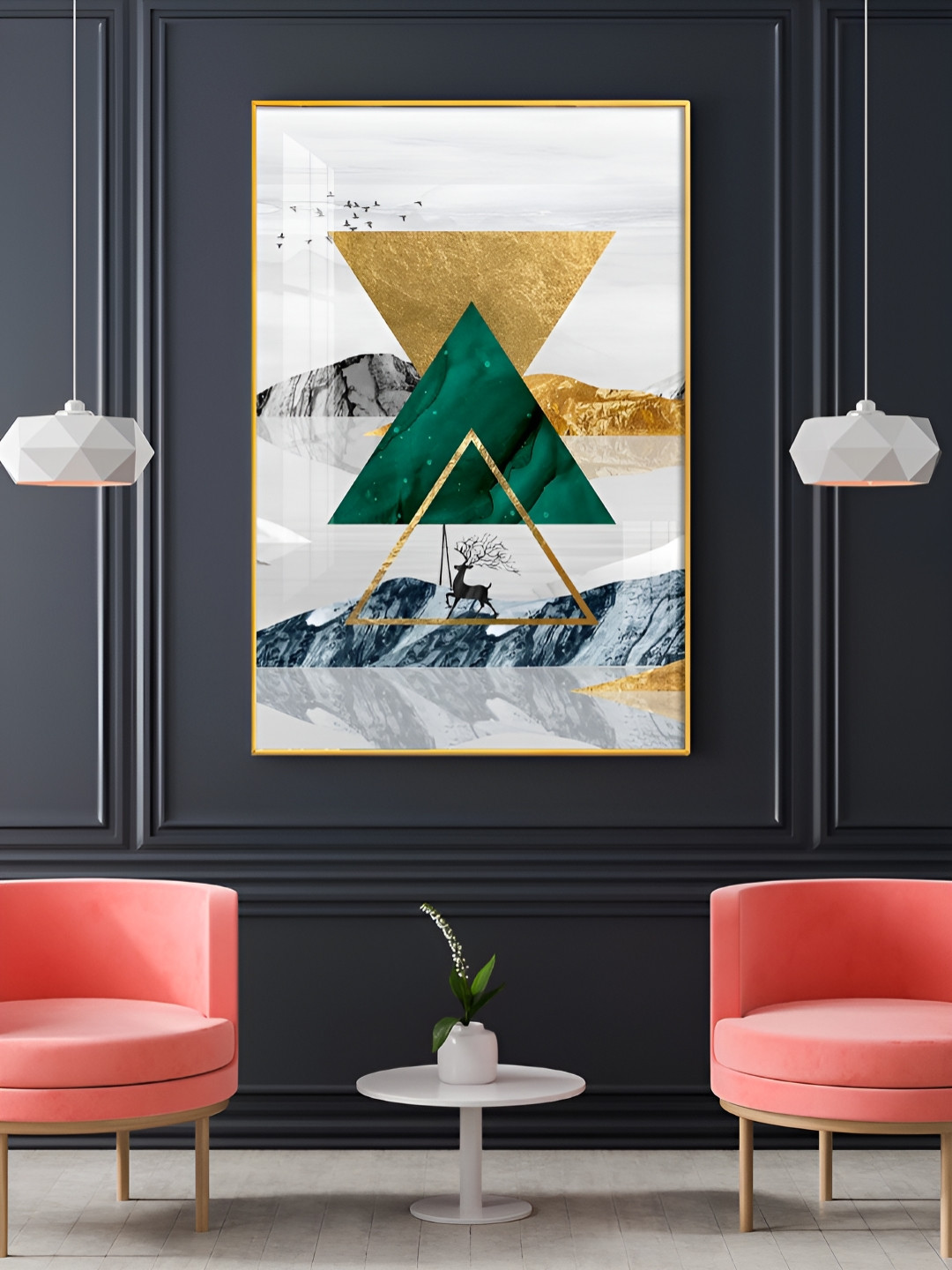 THE NEXT DECOR Emerald Apex Plastic Natural Elements Glossy Hall Wall Hangings-18In