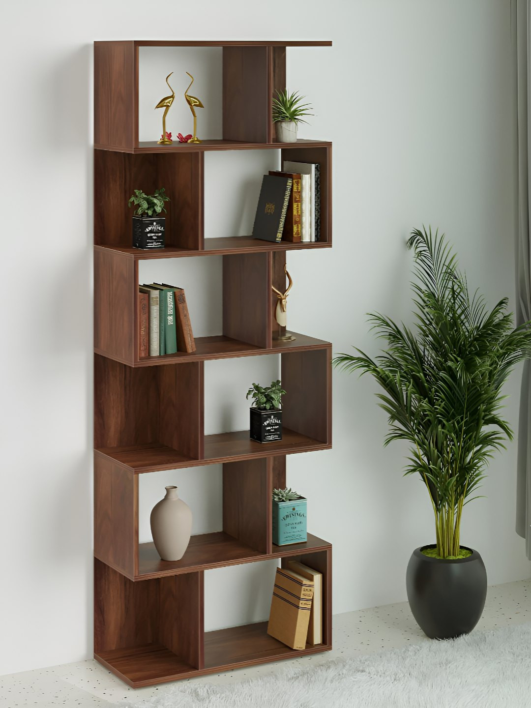 bluewud Brown 6 Tier Book Shelf