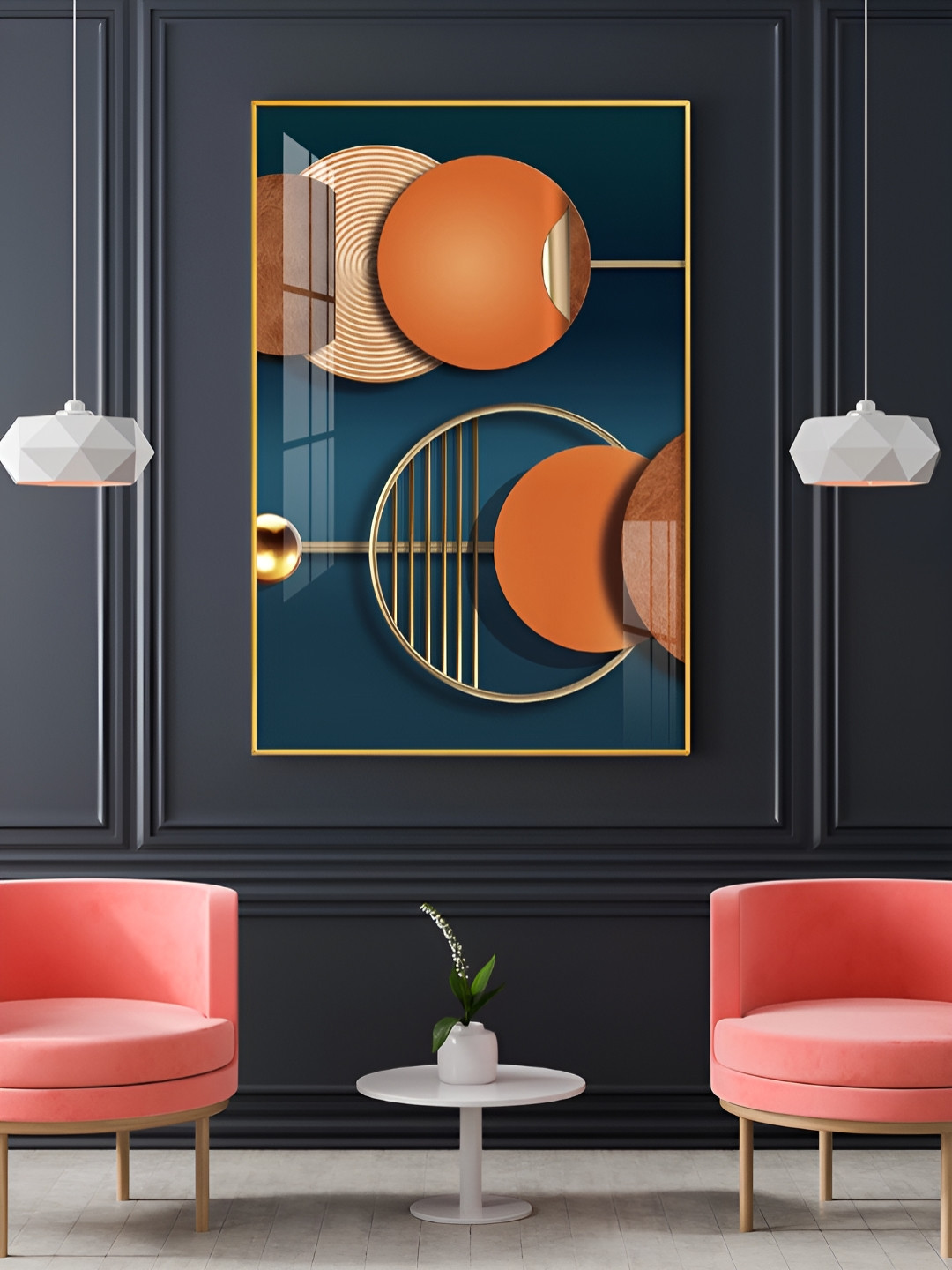 THE NEXT DECOR Golden Ember Plastic Glossy Hanging Hall Wall Hangings-18In