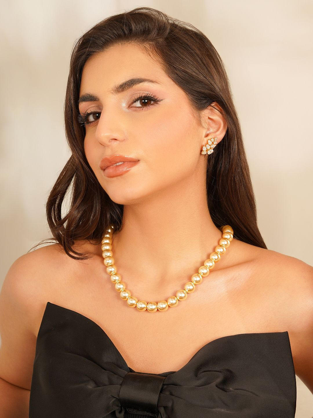 Basraa Crystal Pearl String Necklace For Women