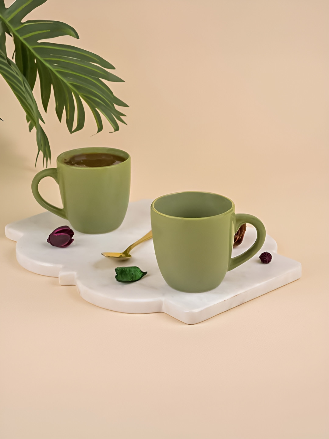 Storepedia Sea Green Ceramic Microwave Safe 6 Piece Mugs-200ml