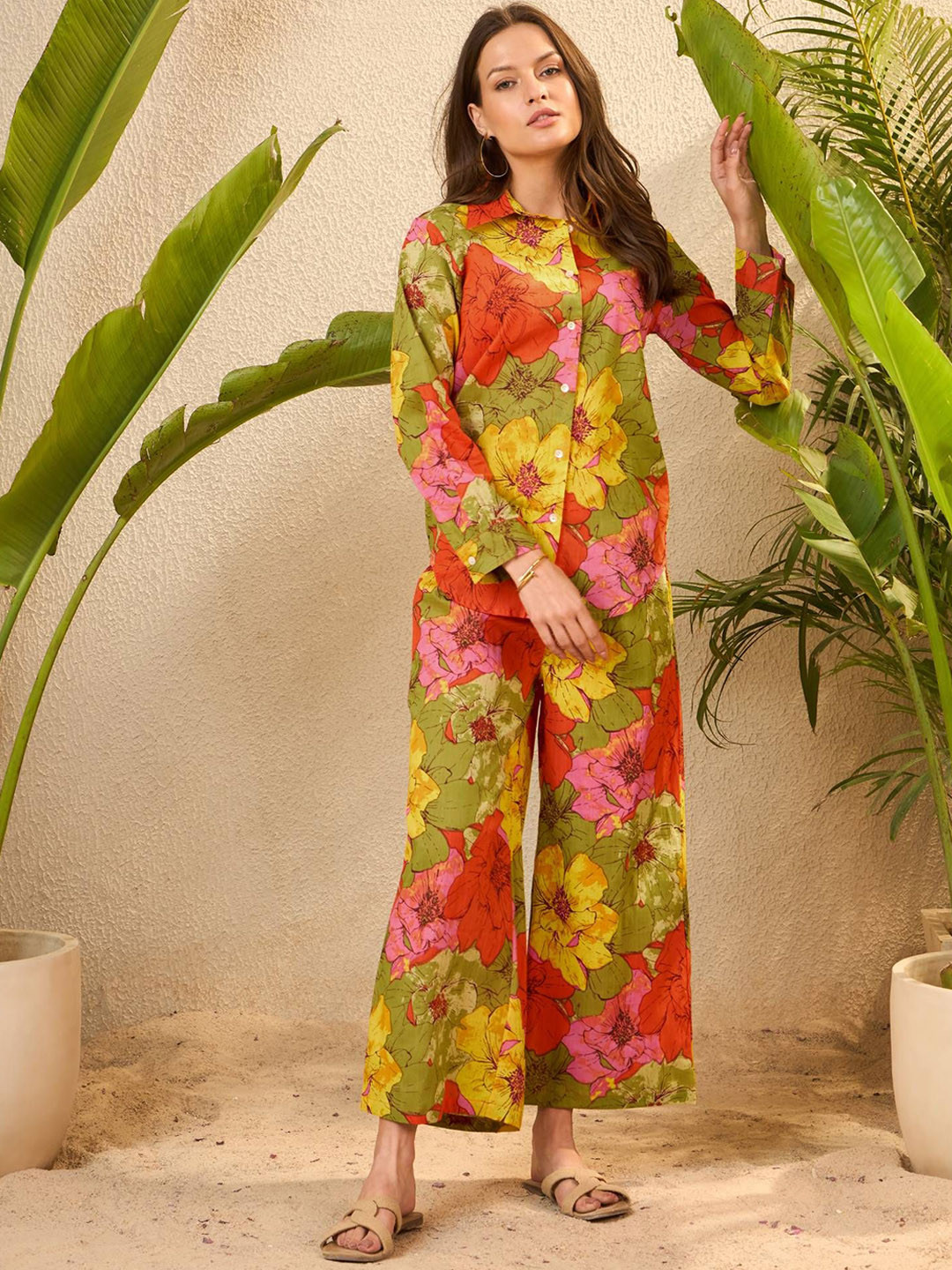 IMANA Pure Cotton Printed Shirt & Trousers Co-Ords Set