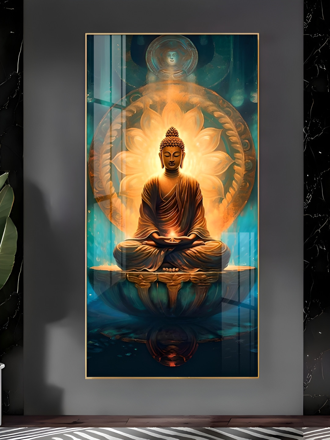 THE NEXT DECOR Buddha's Peaceful Retreat Plastic Glossy Spiritual Wall Decor-24In