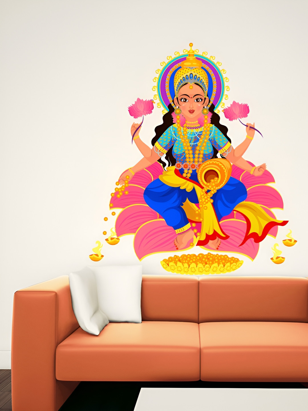 Decor Villa Multicolor Laxmiji Wall Sticker