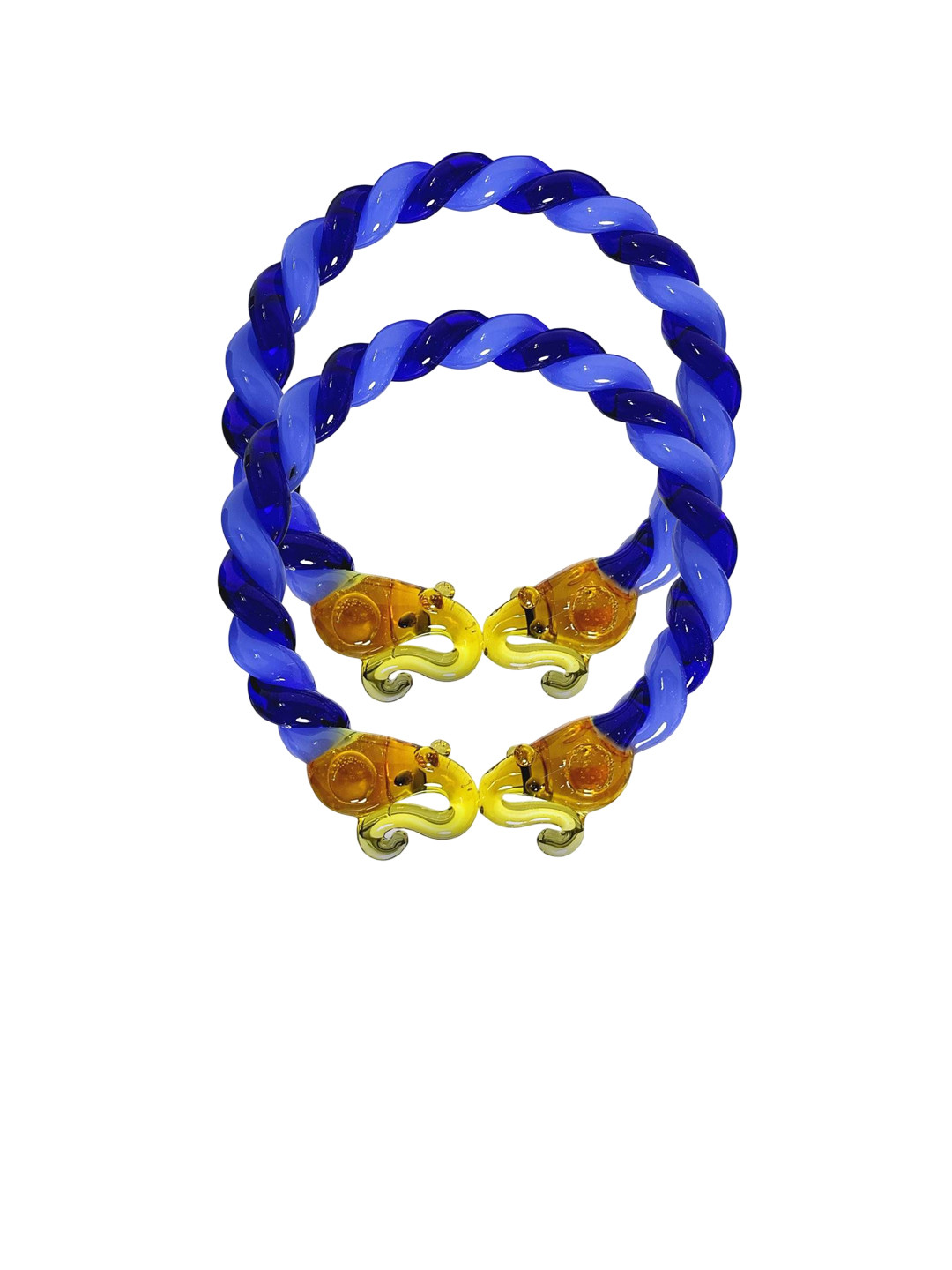 HALLO Set Of 2 Lamp Twist Lahariya Elephant Head Glass Bangle