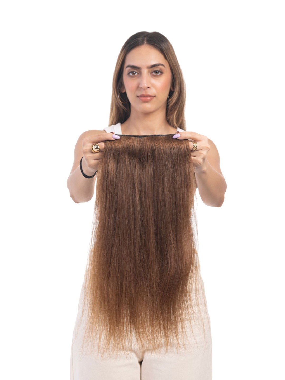 HAIRJOY 4 Clip Volumizer Light Golden Brown Curly Instant Volume & Length 16 Inches