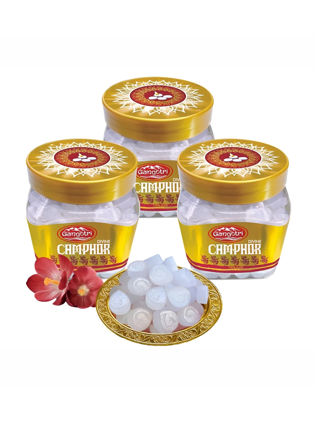 Gangotri 3 Pieces Camphor Tablet Jar-100gm