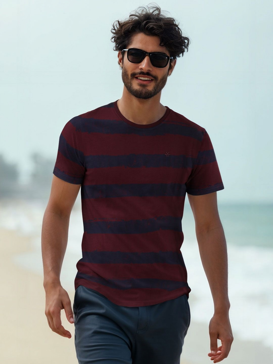 WROGN Geometric Printed Round Neck Slim Fit T-shirt