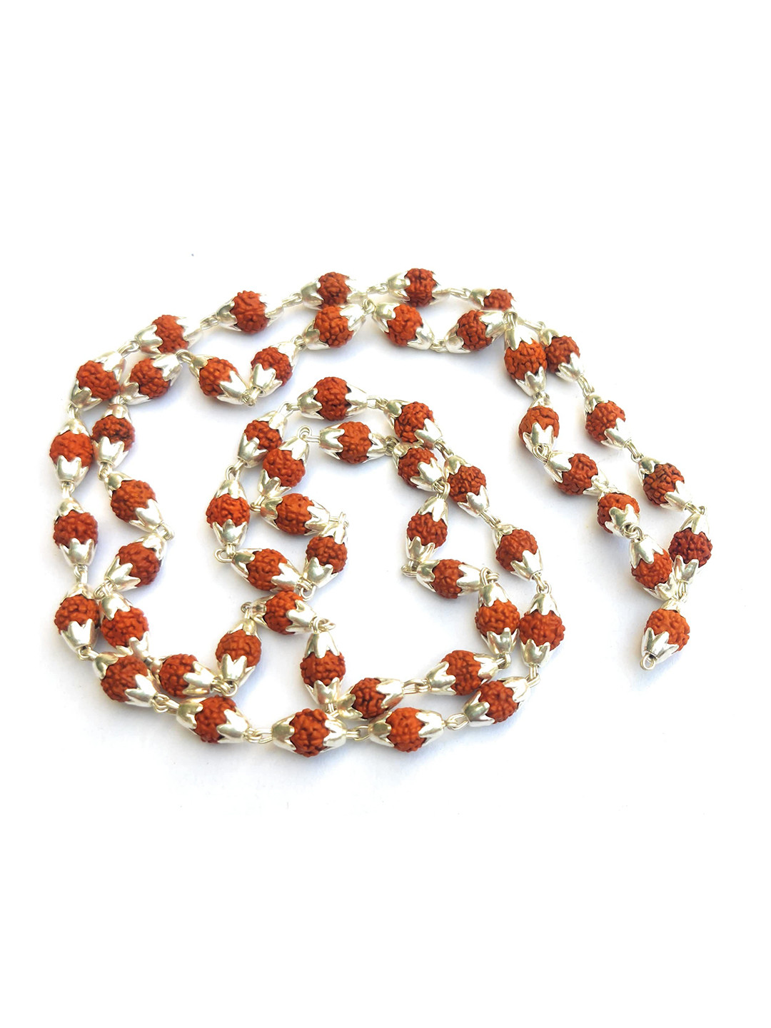 Apnisanskriti Unisex Rudraksha Pure Silver Mala