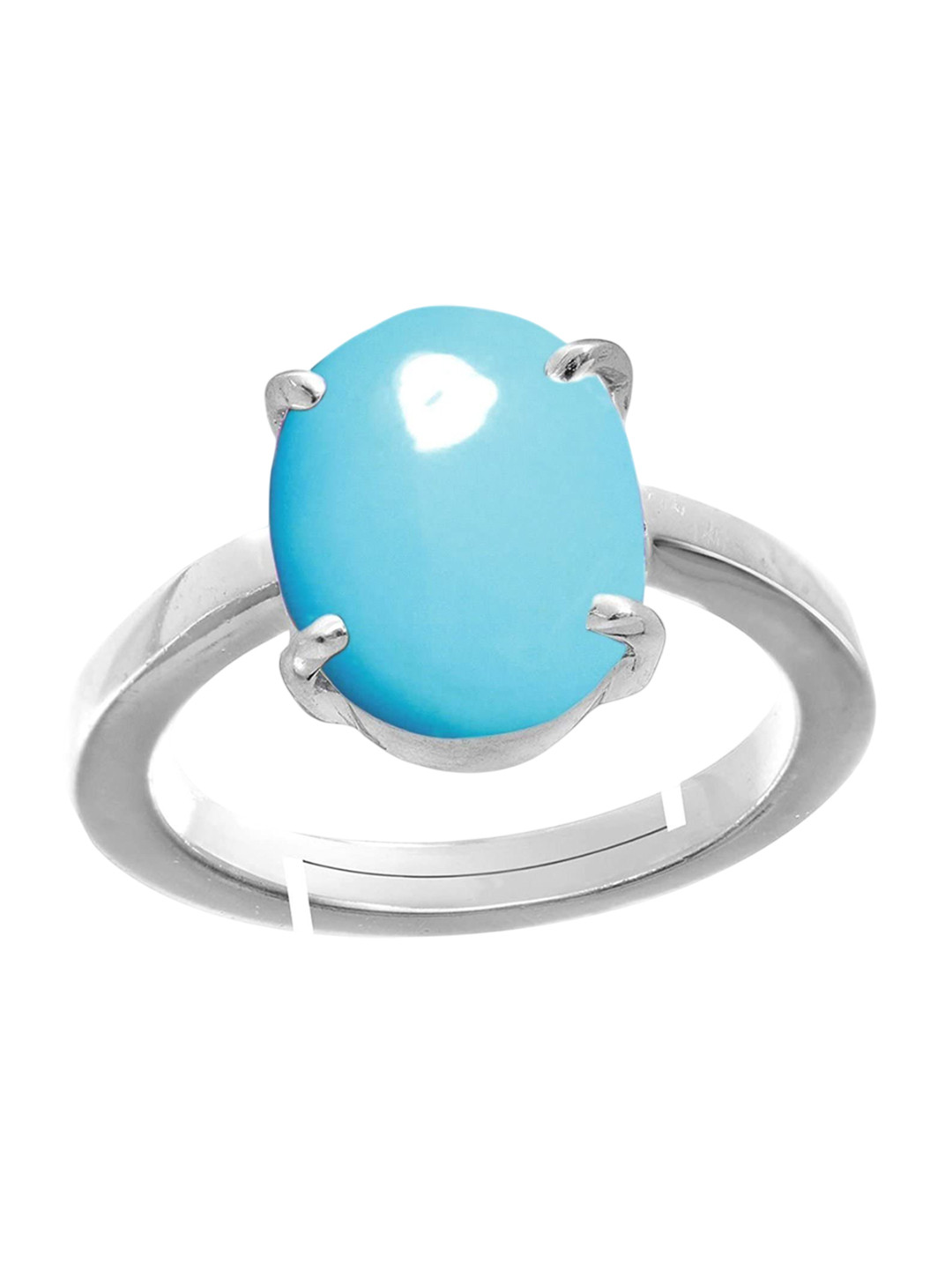 RRVGEM Untreated 5.25 Ratti Turquoise Gemstone Adjustable Ring