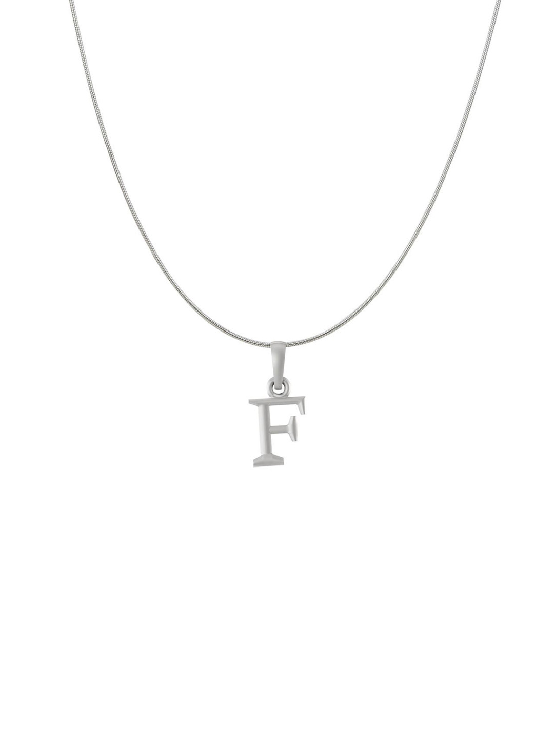 AKSHAT SAPPHIRE 925 Sterling Silver F Alphabet Pendant with Snake Chain