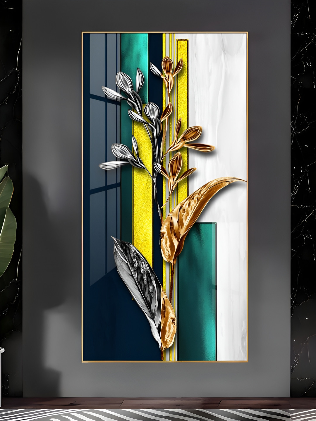 THE NEXT DECOR Luminous Foliage Plastic Natural Elements Glossy Hall Wall Hangings-24In