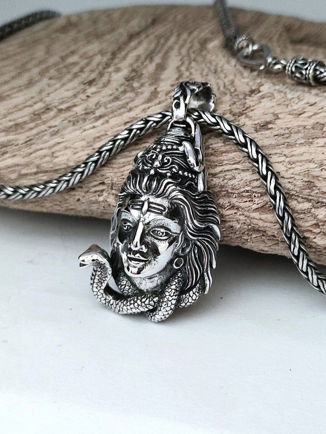 AGARWALPRODUCT Men Stainless Steel Shiv Ji Pendant With Chain