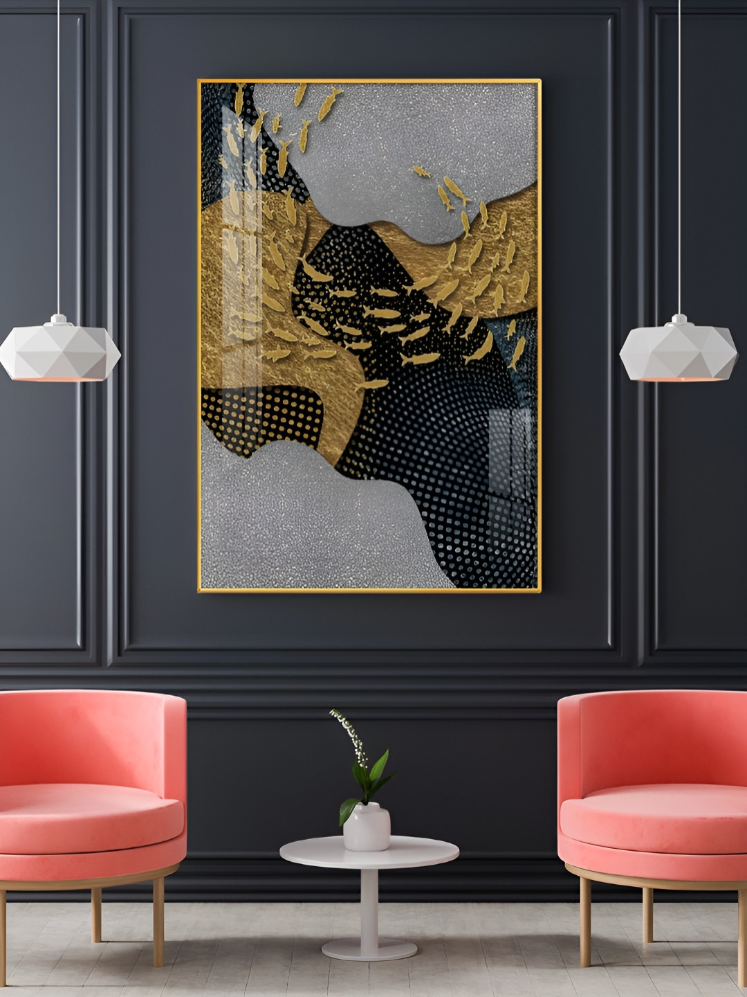 THE NEXT DECOR Enigmatic Fishes Plastic Natural Elements Glossy Hall Wall Hangings-18In