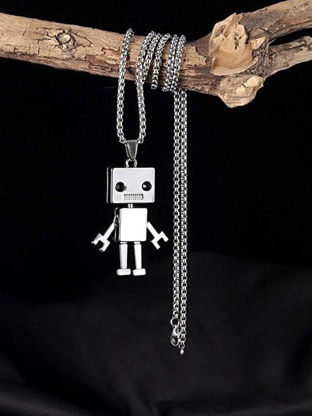 AGARWALPRODUCT Men Stainless Steel Tuta Robot Pendant With Chain