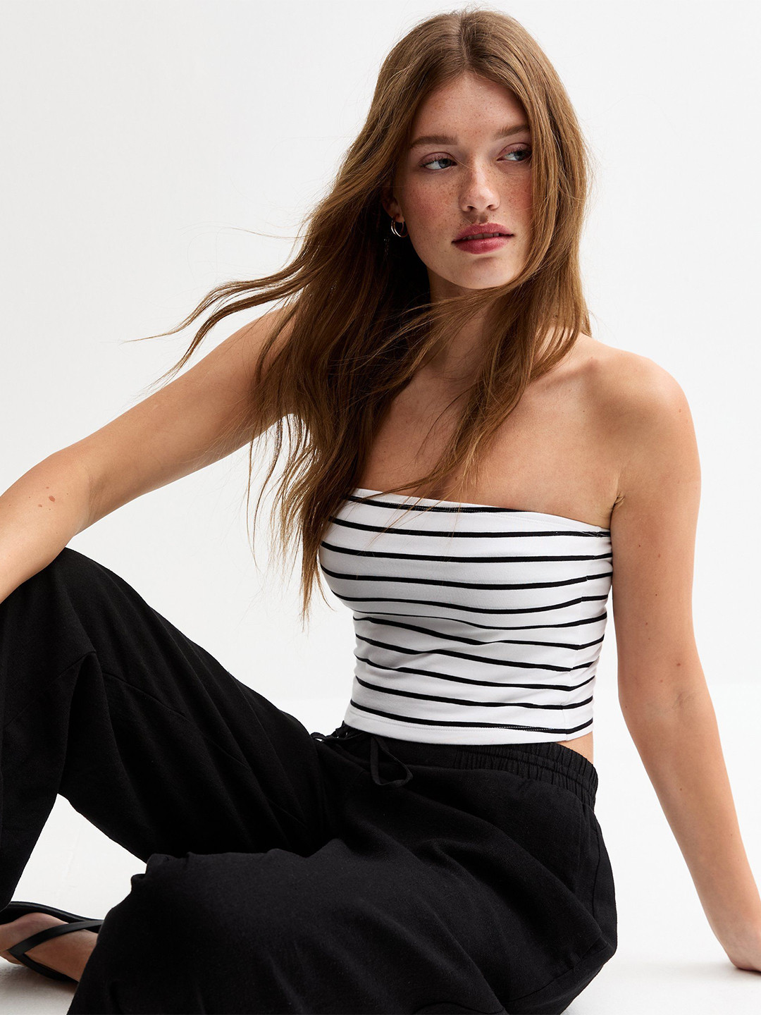 CORSICA Women Horizontal Striped Cotton Tube Crop Top
