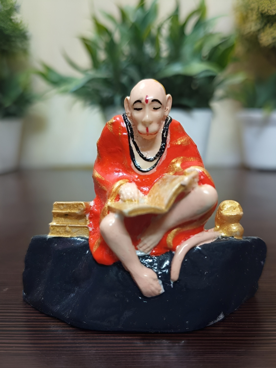 Afterstitch Lord Hanuman Ji Multicoloured Polyresin Natural Living Room Small Showpiece -