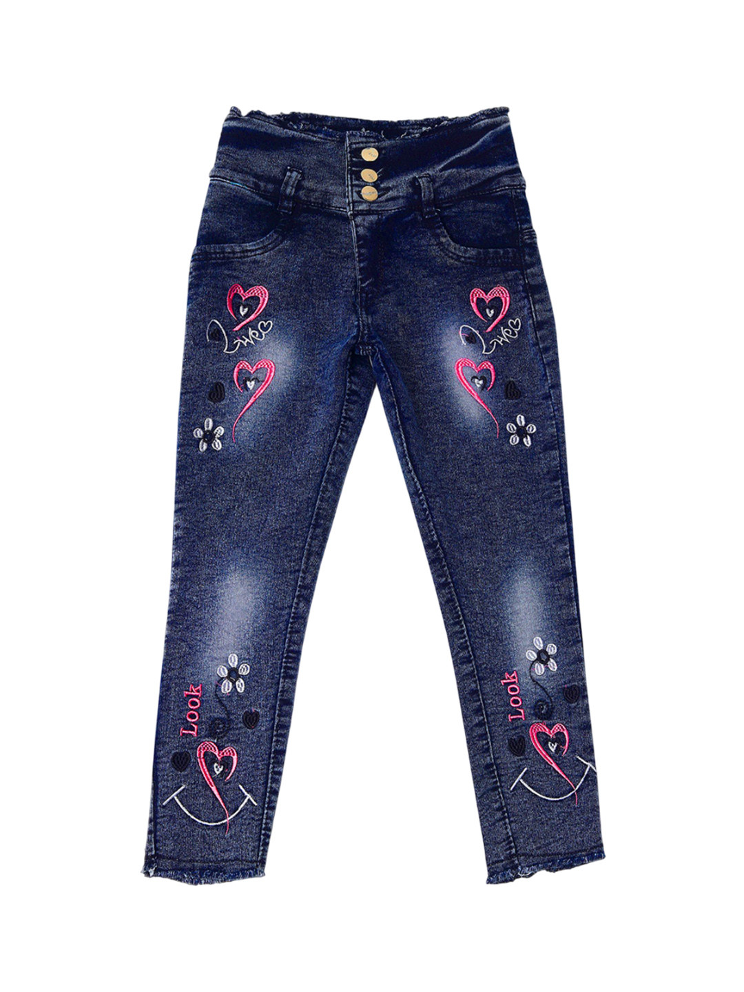 Arshia Fashions Girls Regular Fit Mid-Rise Clean Look Heavy Fade Stretchable Jeans
