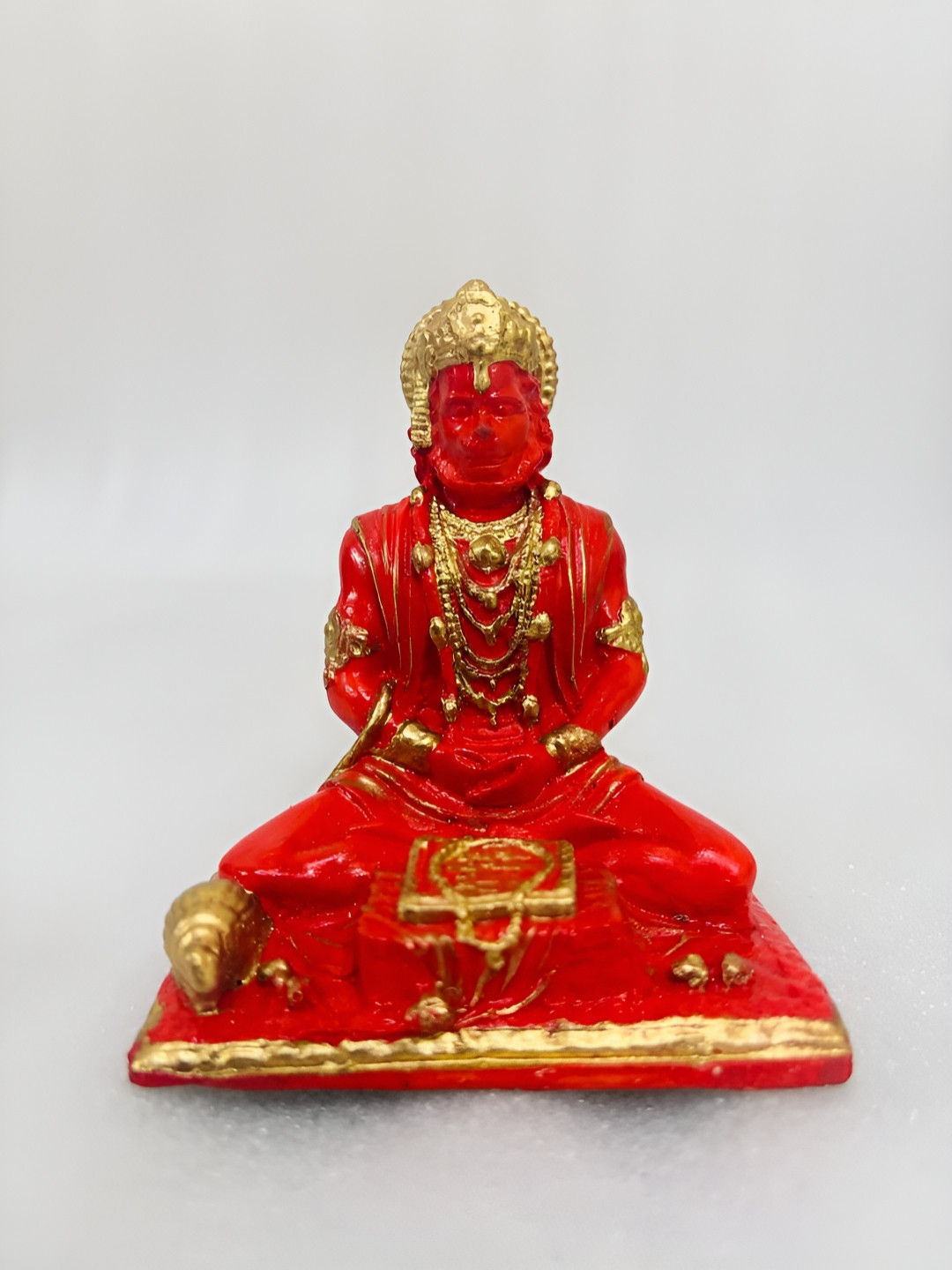 Afterstitch Hanuman Ji Orange Polyresin Matte Home Office Small Showpiece -