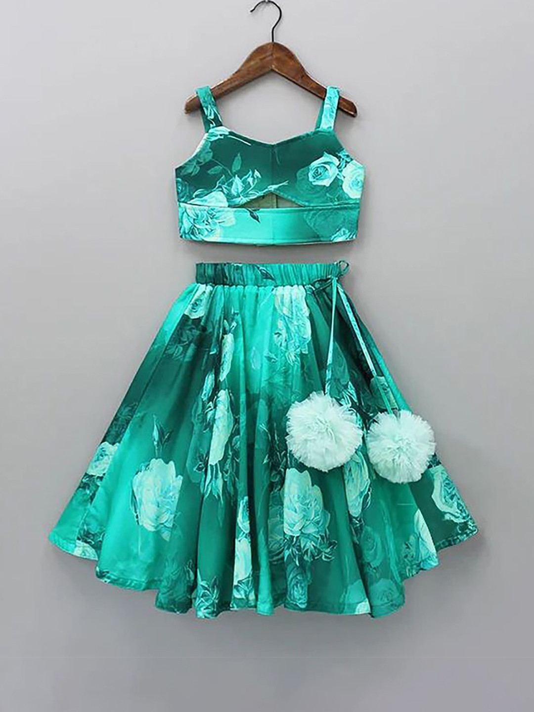GORLYA Girls Floral Printed Lehenga & Crop Top Set