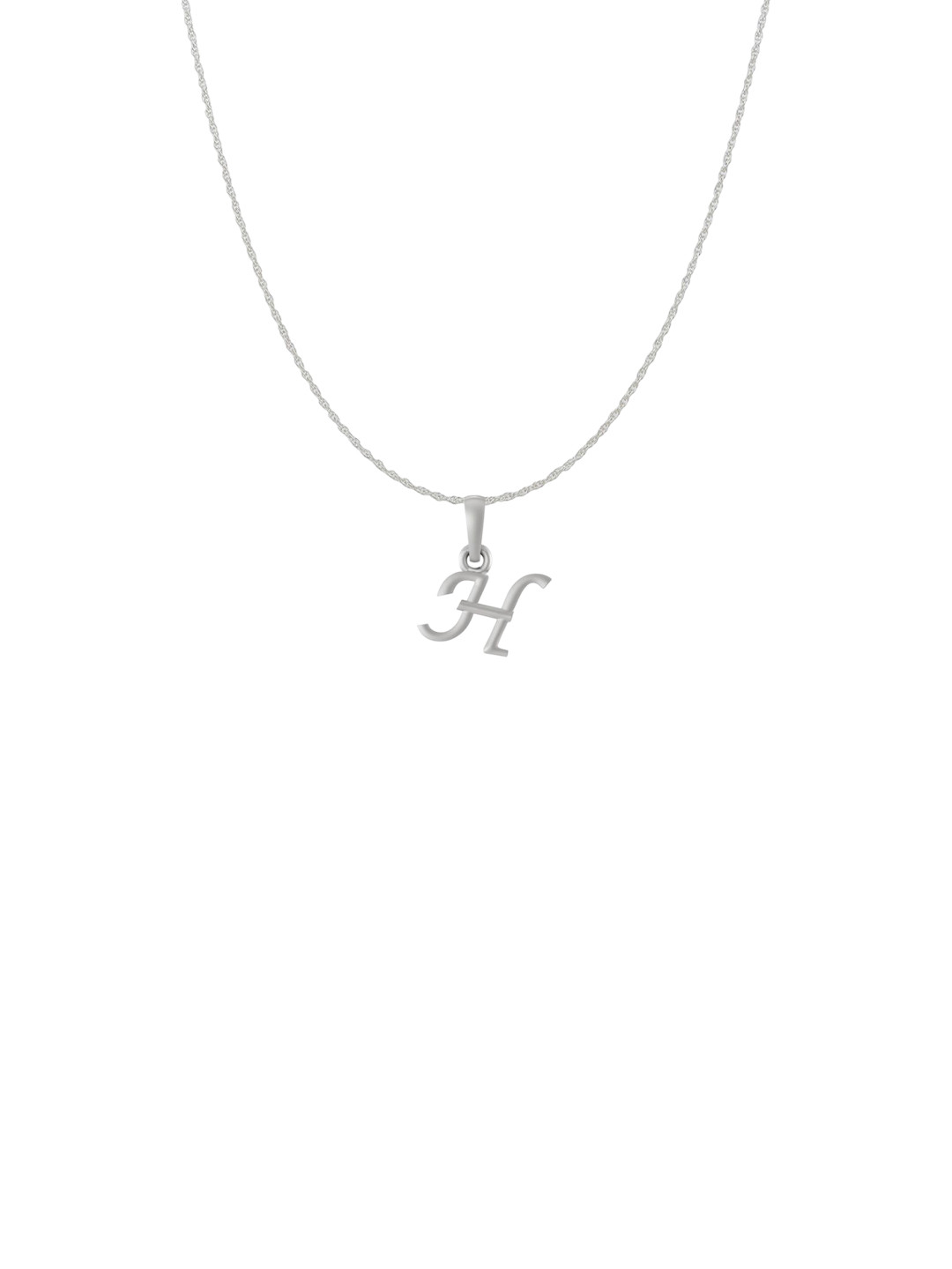 AKSHAT SAPPHIRE 925 Sterling Silver H Alphabet Pendant with Rope Chain