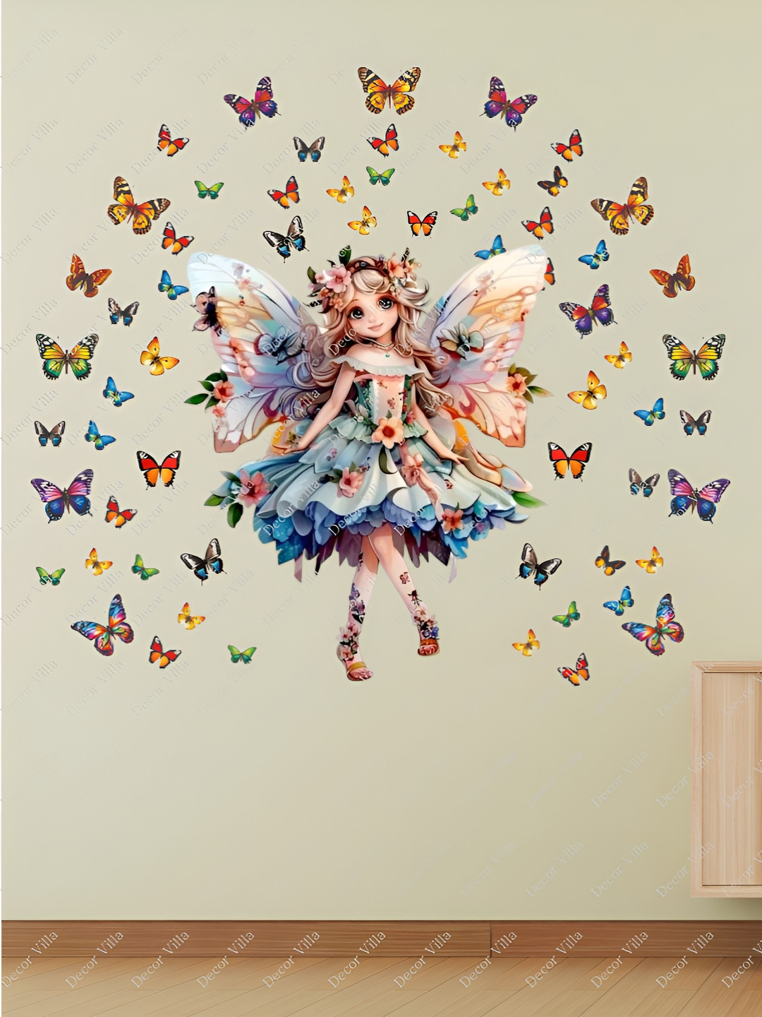 Decor Villa Multicolor Fairies with birds and butterflies Wall Sticker