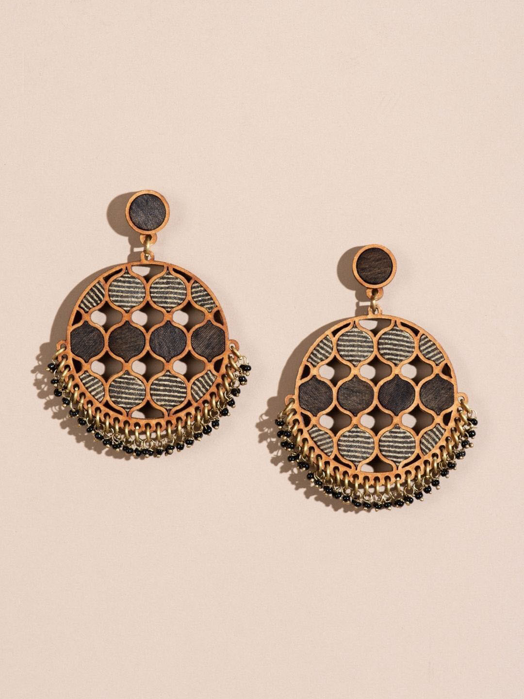 WHE Artificial Beaded Circular Shaped Drop Earrings