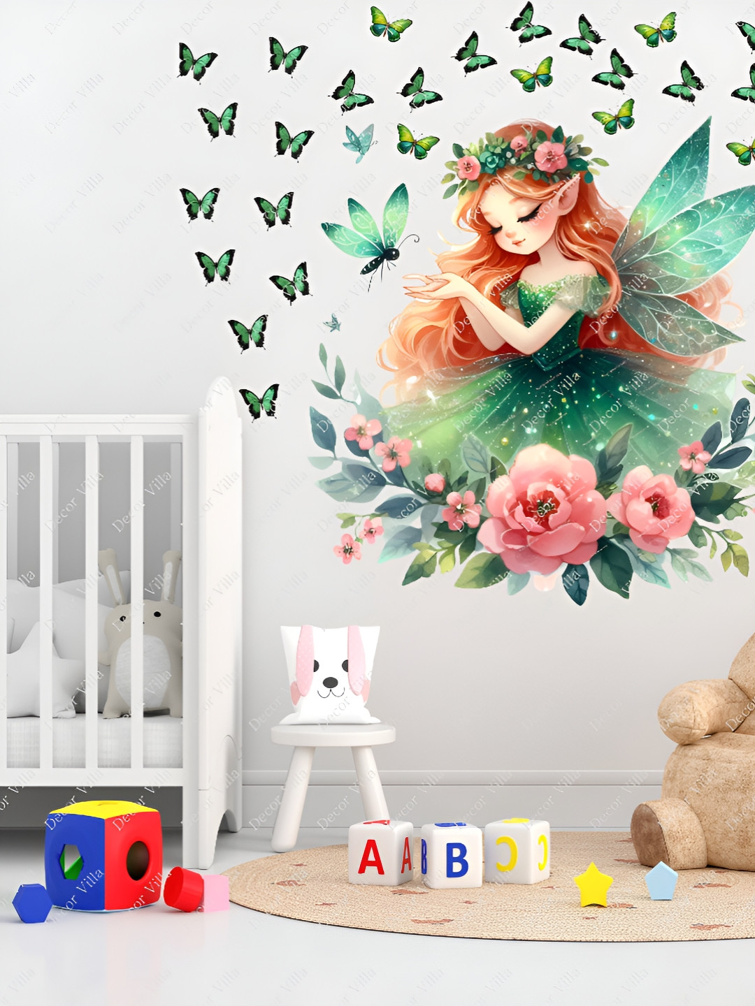 Decor Villa Multicolor Fairiess With beautifull Butterflies Wall Sticker