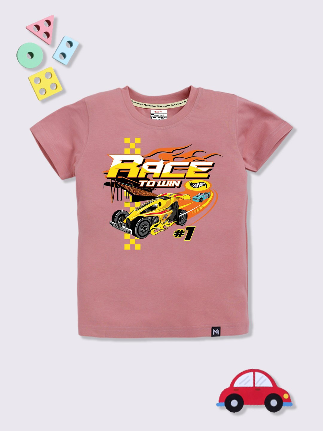 YK X Minute Mirth Boys Hot Wheels Printed Cotton T-shirt