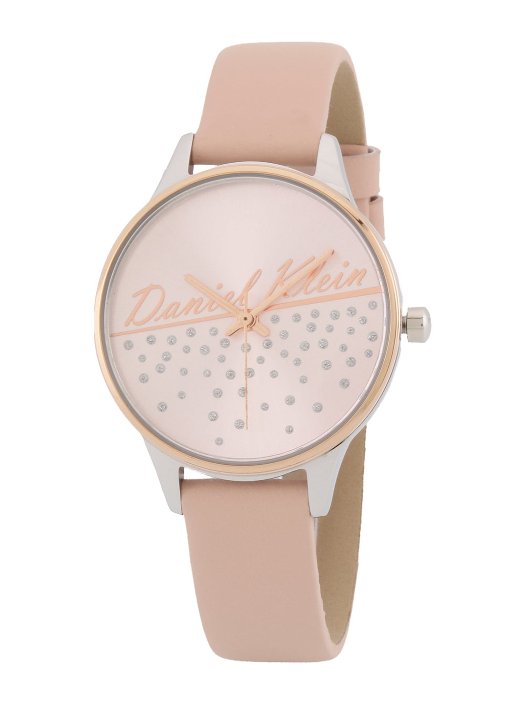 Daniel Klein Women Pink Embellished Dial & Pink Leather Straps Analogue Watch DK.1.12776-3