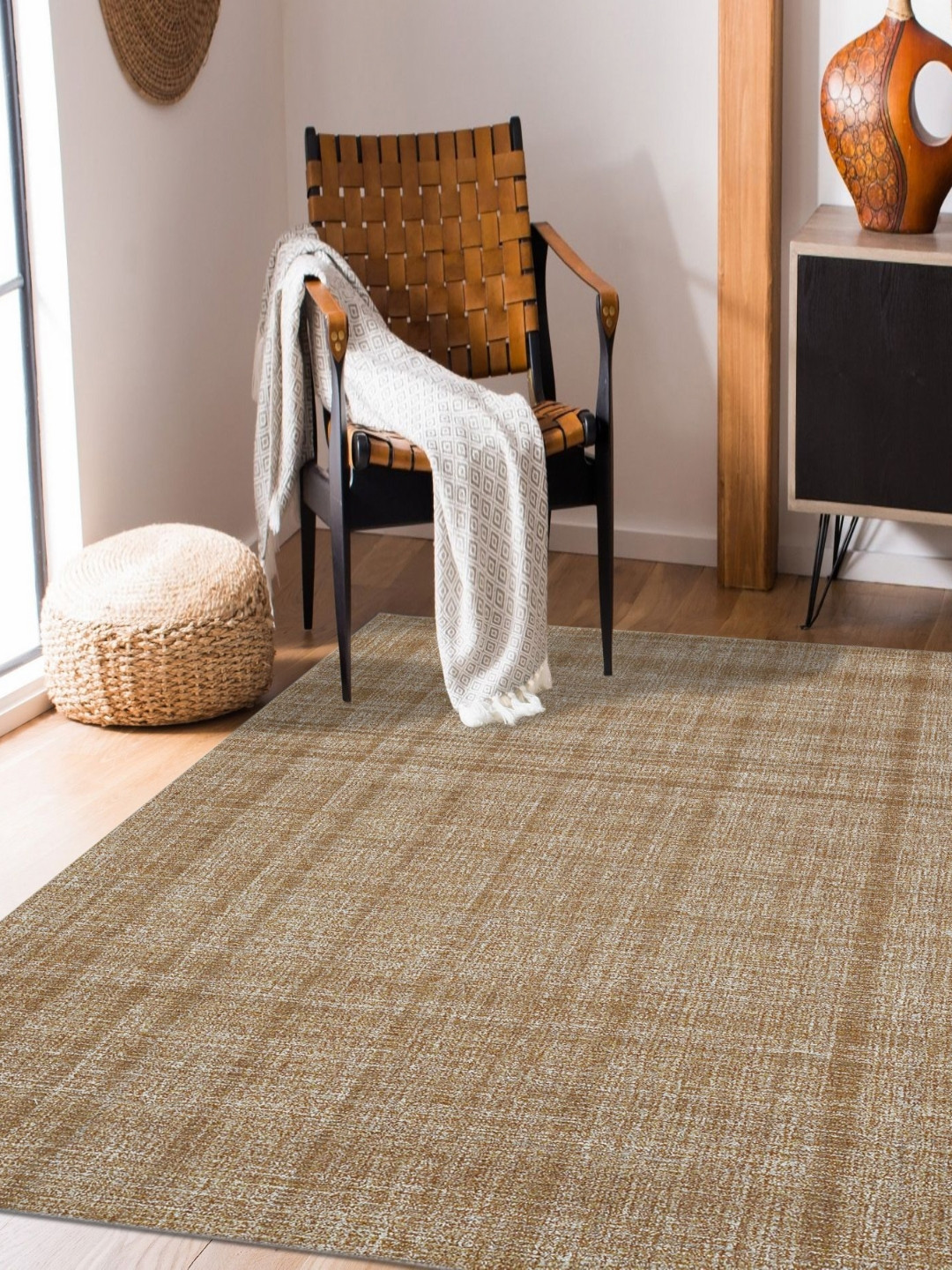 saraswatii global Laurel Plaid Rust Tufted Woollen Carpet