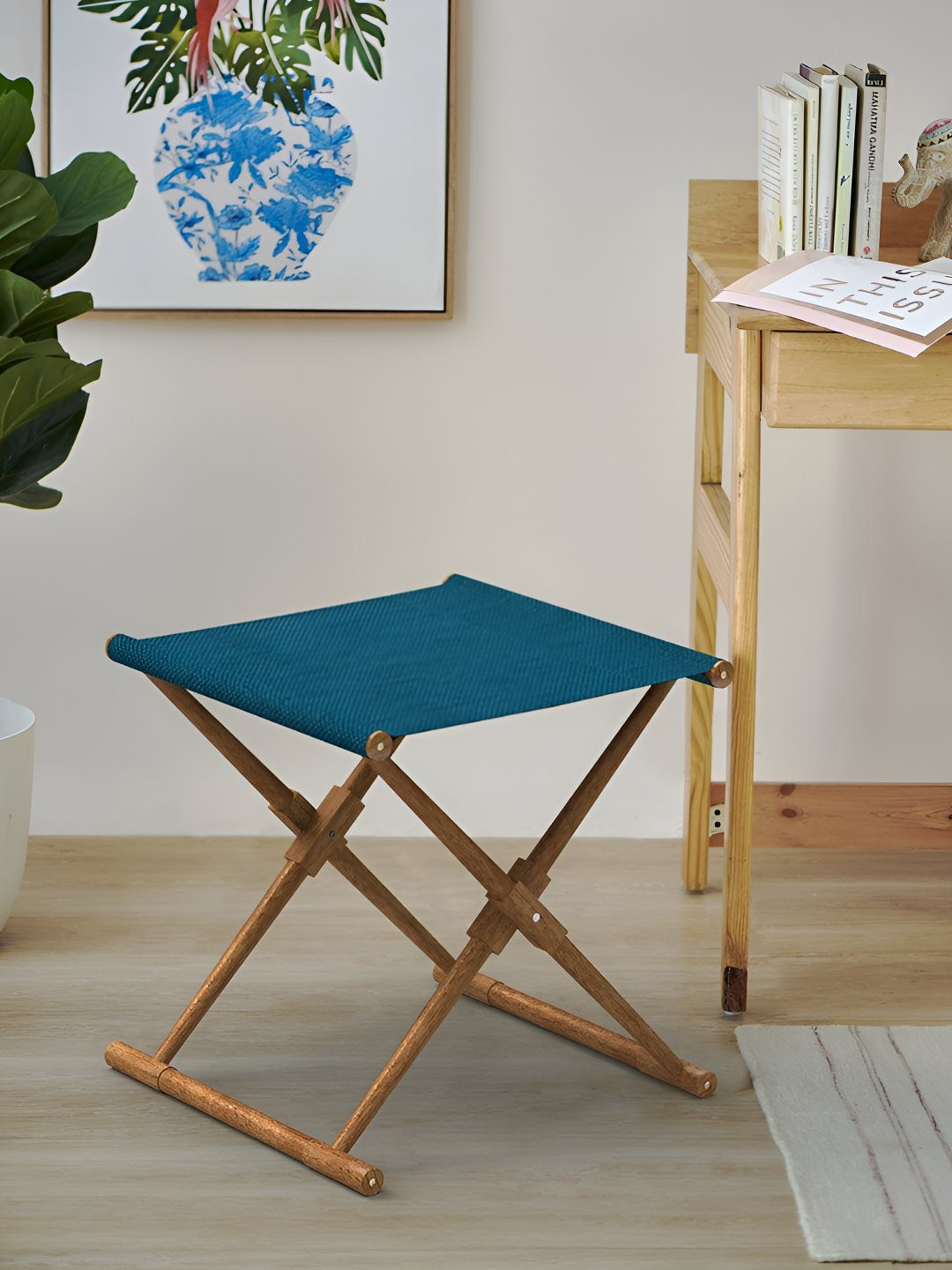 Chumbak Blue Textured Bistro FoldableStool