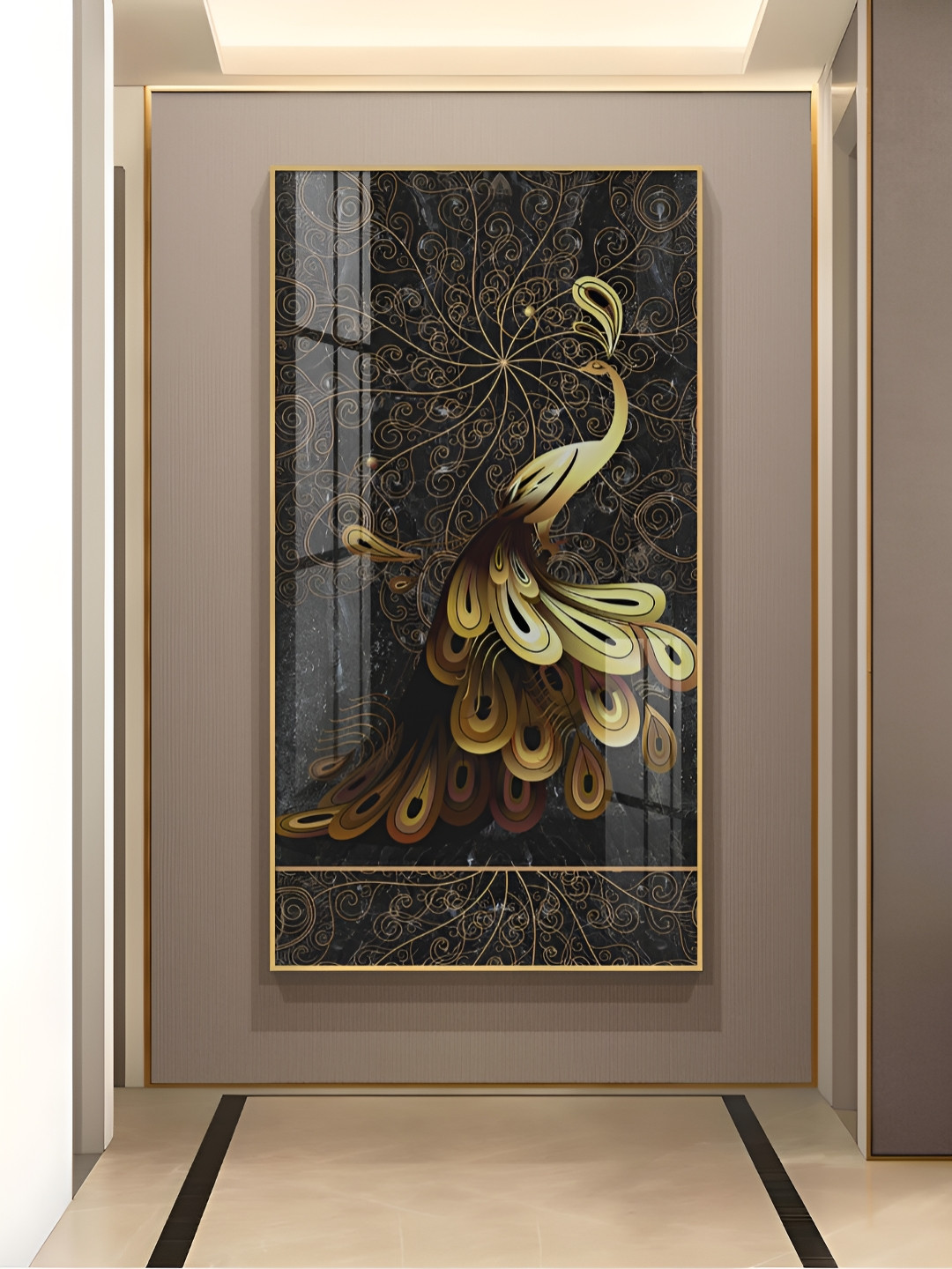THE NEXT DECOR Golden Veil Plastic Ethnic Motifs Glossy Hanging Hall Wall Hangings-24In